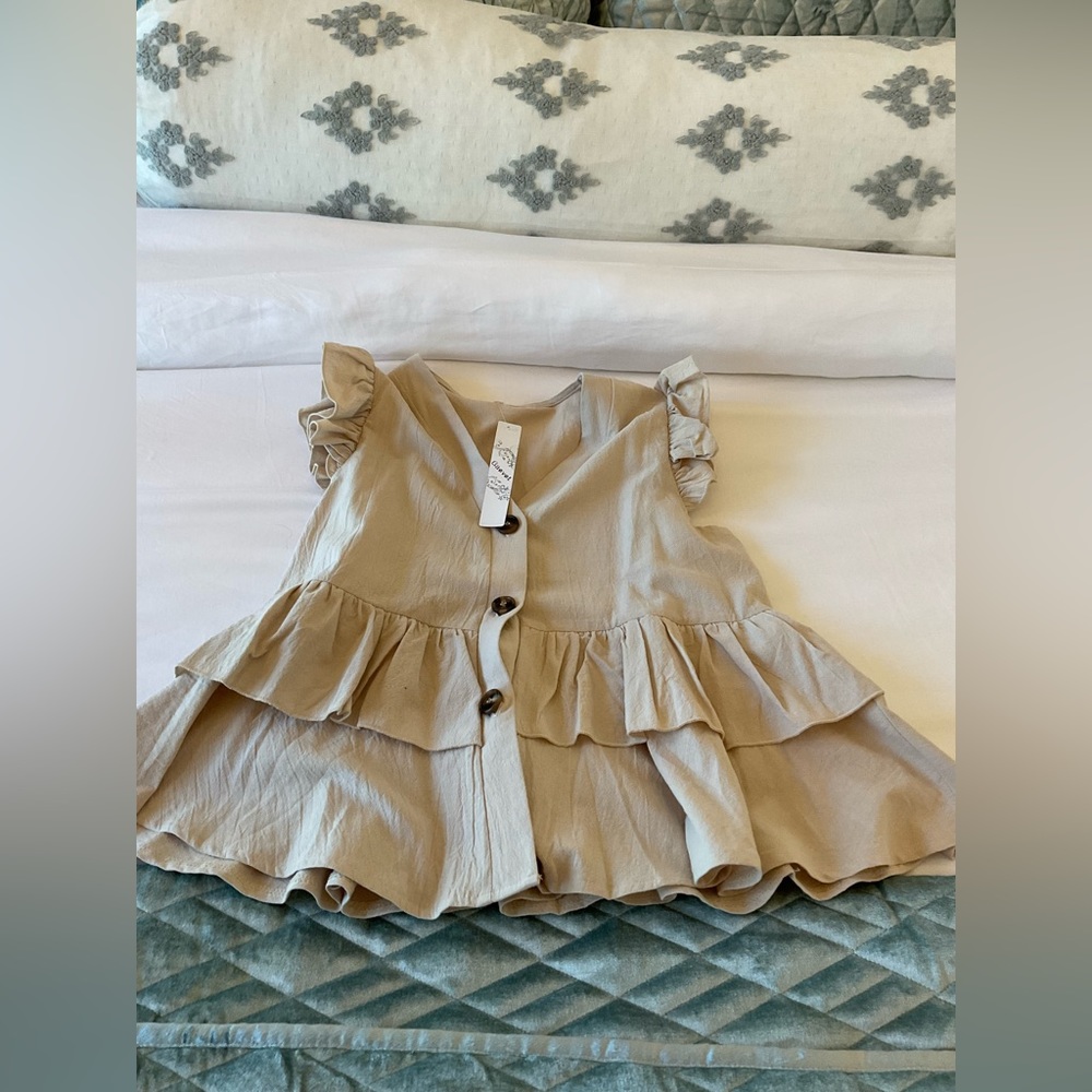 Tan ruffle vest